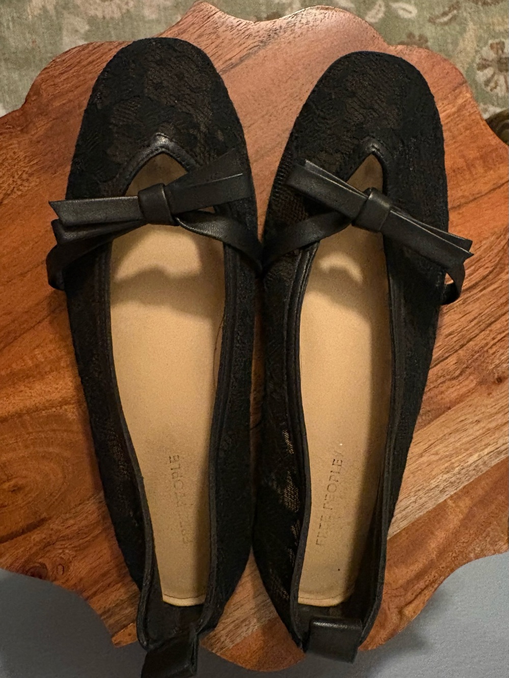 FREE PEOPLE Black Lace Ballet Flats with Bow